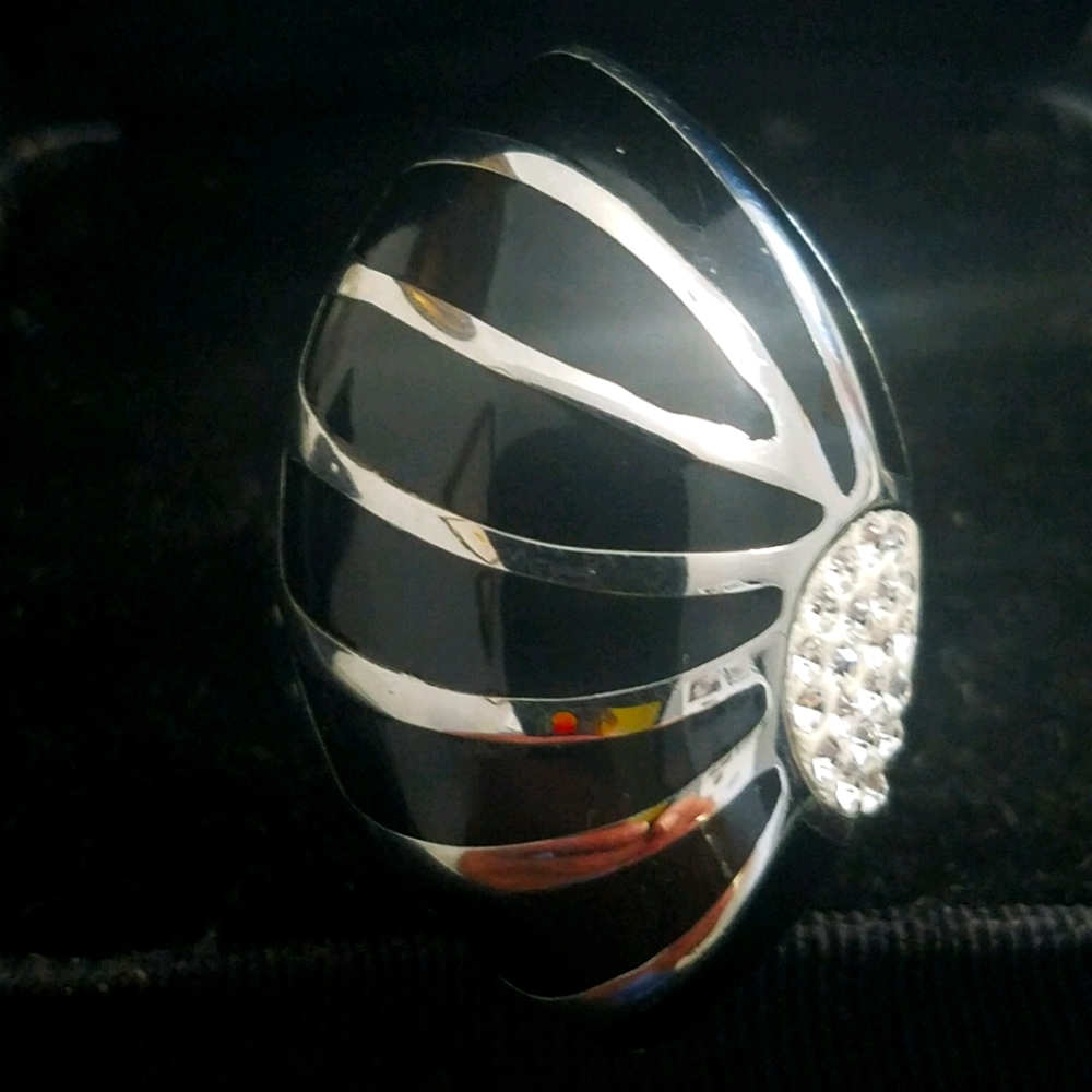 Black And Silver Statement Ring - image 1
